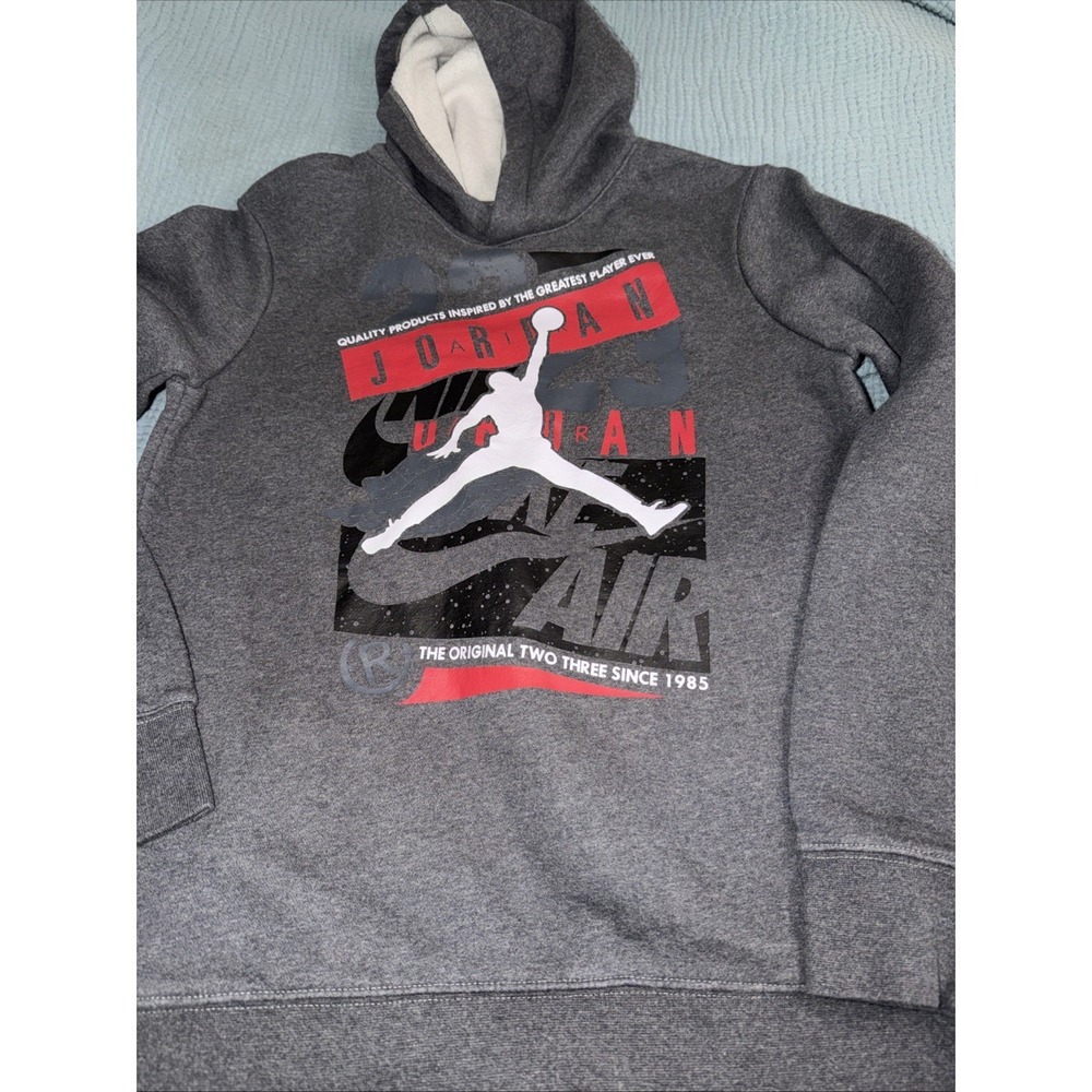 Nike Air Pullover Jordan Jumping Hoodie Boys Sz XL Dark Gray